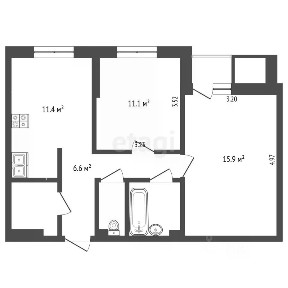 Продается 2-комн. квартира, 52,3 м²