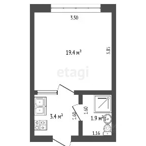 Продается студия, 12,2 м²