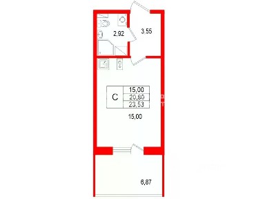 Продается студия, 20,8 м²