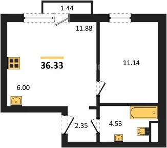 Продается 1-комн. квартира, 36,51 м²