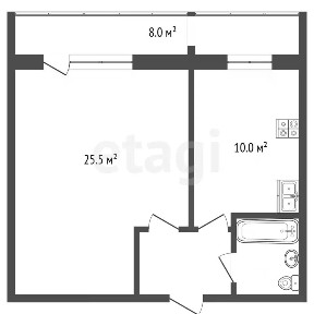 Продается 1-комн. квартира, 46,1 м²