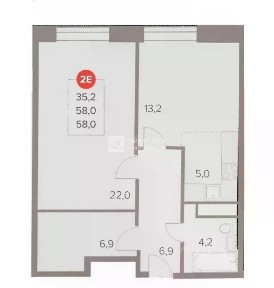 Продается 2-комн. квартира, 58 м²