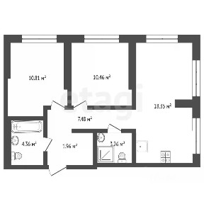 Продается 2-комн. квартира, 57,6 м²
