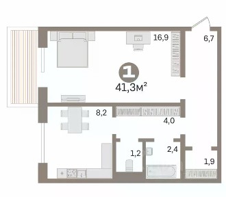 Продается 1-комн. квартира, 41,3 м²