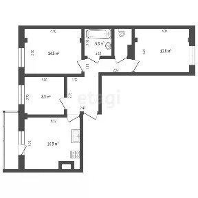 Продается 3-комн. квартира, 69,8 м²