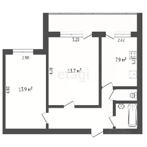 Продается 2-комн. квартира, 45,8 м²