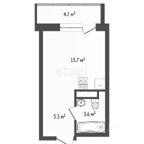 Продается студия, 24,7 м²