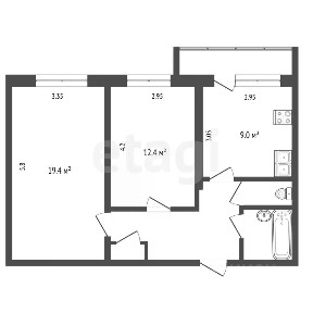 Продается 2-комн. квартира, 51,5 м²