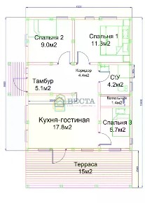 Продается 1-этажный дом, 81 м²