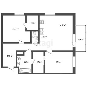 Продается 2-комн. квартира, 62,9 м²