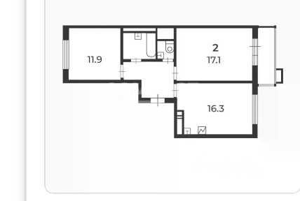 Продается 2-комн. квартира, 57 м²