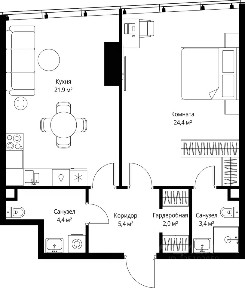 Продается 1-комн. квартира, 61,5 м²