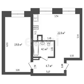 Продается 2-комн. квартира, 53,8 м²