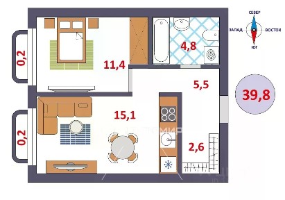 Продается 2-комн. квартира, 39,8 м²
