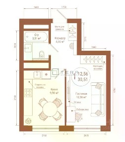 Продается 1-комн. квартира, 31,6 м²