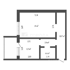Продается 1-комн. квартира, 54,4 м²