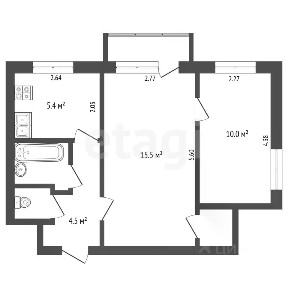 Продается 2-комн. квартира, 39,9 м²