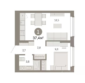 Продается 2-комн. квартира, 37,43 м²