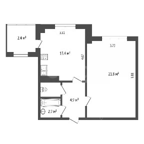 Продается 2-комн. квартира, 46,5 м²