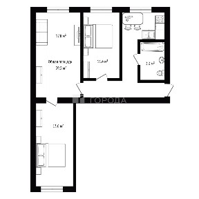 Продается 3-комн. квартира, 59,5 м²