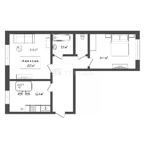 Продается 2-комн. квартира, 63,3 м²