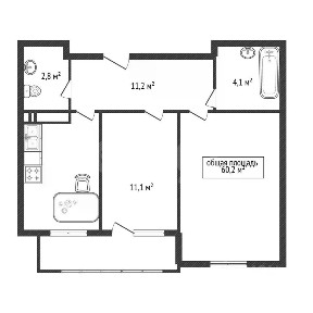 Продается 2-комн. квартира, 60,2 м²