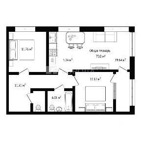 Продается 2-комн. квартира, 70 м²