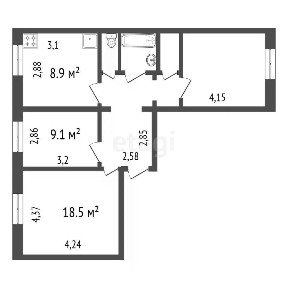 Продается 3-комн. квартира, 64 м²