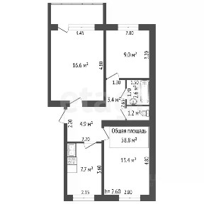 Продается 3-комн. квартира, 58,8 м²