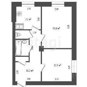 Продается 2-комн. квартира, 51,1 м²