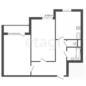 Продается 2-комн. квартира, 58,4 м²