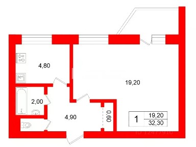 Продается 1-комн. квартира, 32,3 м²