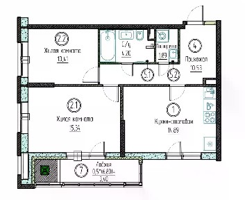 Продается 2-комн. квартира, 60,62 м²