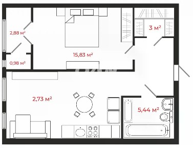 Продаются 1-комн. апартаменты, 61,1 м²