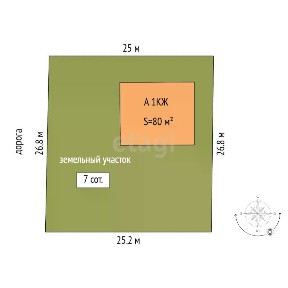 Продается 1-этажный дом, 80 м²