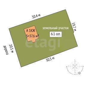 Продается 1-этажный дом, 37,6 м²