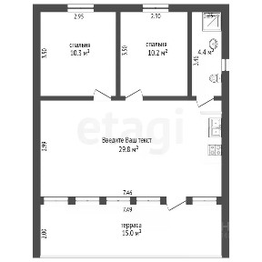 Продается 1-этажный дом, 72,2 м²