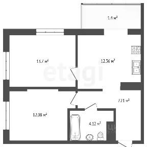 Продается 2-комн. квартира, 55 м²