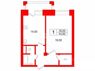 Сдается 1-комн. квартира, 44,5 м²