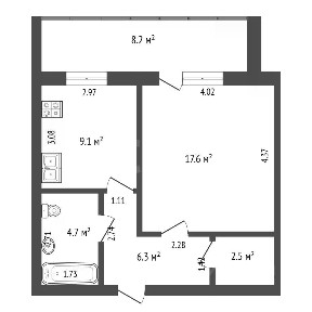 Продается 1-комн. квартира, 48,4 м²