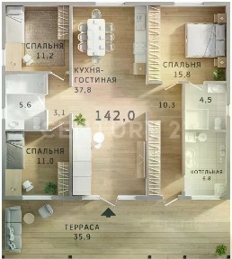 Продается 1-этажный дом, 148 м²