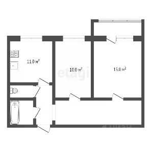 Продается 2-комн. квартира, 50,8 м²