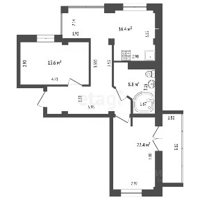 Продается 2-комн. квартира, 76,8 м²