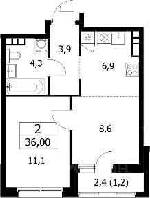 Продается 1-комн. квартира, 37,2 м²