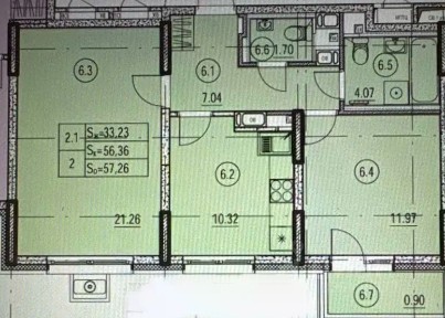 Продается 1/2 квартиры, 57/10 м²