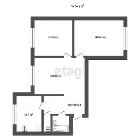 Продается 1/5 квартиры, 72,3 м²