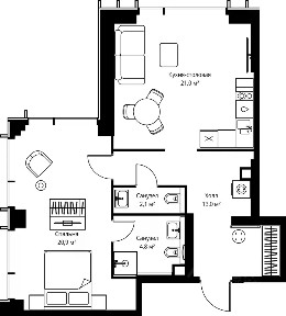 Продается 1-комн. квартира, 61,8 м²