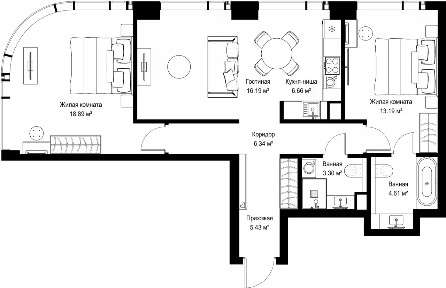 Продается 2-комн. квартира, 74,61 м²