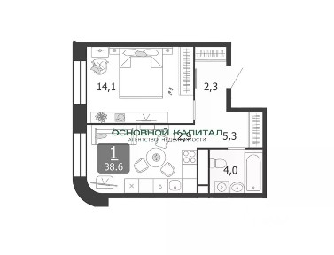 Продается 1-комн. квартира, 38,6 м²