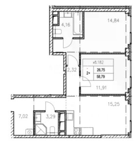 Продается 2-комн. квартира, 58,2 м²